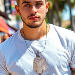 Minimalist Raw Pink Quartz Statement Necklace w/ Black Leather Cord | NWOT